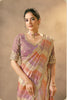 Multicolor Striped Silk Saree with Embroidered Border Designer Blouse