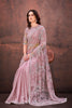 Dusty Pink Heavy Sequin Embroidered Net Saree with Designer Blouse