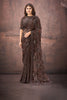 Designer Brown Embroidered  Saree with Heavy Blouse Party Wear Saree