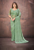 Designer Mint Green Party Wear Saree with Blouse Piece
