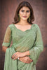 Designer Mint Green Party Wear Saree with Blouse Piece