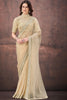 Designer Beige  Net Saree with Heavy Blouse Party Wear Saree