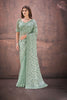 Designer Mint Green Net Saree with Heavy Blouse Party Wear