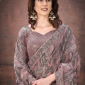 Designer Lavender Jimmy Choo Net Saree Party Wear