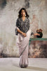 Lavender Saree Heavy Embroidered Navy Blue Blouse Ready To Wear