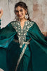 Green Designer Saree Statement Kaftan Style Blouse Ready To Wear