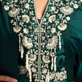 Green Designer Saree Statement Kaftan Style Blouse Ready To Wear