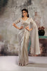 Grey Designer Saree Floral Embroidered Blouse Ready To Wear 