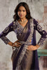 Purple Bronze Designer Saree Heavy Embroidered Blouse Ready To Wear