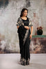 Black Designer Saree Sequin Pallu Heavy Embroidered Blouse Ready To Wear 