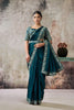Teal Green Designer Saree Heavy Embroidered Blouse Ready To Wear 
