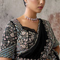 Designer Black Embroidered Saree with Heavy Blouse Ready To Wear