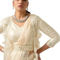 Off White Organza Saree Sequin Embroidered Border Designer Saree