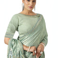 Mint Green Shimmer Saree Sequin Embroidered Net Pallu