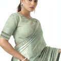 Mint Green Shimmer Saree Sequin Embroidered Net Pallu
