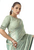 Mint Green Shimmer Saree Sequin Embroidered Net Pallu