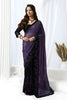 Purple Black Sequin Embroidered Designer Saree Net Pallu 
