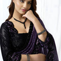 Purple Black Sequin Embroidered Designer Saree Net Pallu