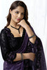 Purple Black Sequin Embroidered Designer Saree Net Pallu