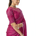 Rani Pink Sequin Embroidered Net Saree with Designer Blouse