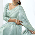 Mint Green Embroidered Organza Silk Saree with Designer Blouse