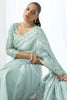 Mint Green Embroidered Organza Silk Saree with Designer Blouse
