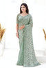  Sea Green Sequin Embroidered Designer Saree with Blouse 