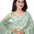 Sea Green Sequin Embroidered Designer Saree with Blouse