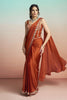 Rust Orange Satin Designer Saree Embroidered Blouse Printed Jacket