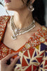 Rust Orange Satin Designer Saree Embroidered Blouse Printed Jacket
