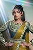 Olive Green Satin Designer Saree with Heavy Embroidered Blouse