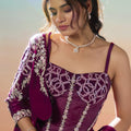 Wine Purple Satin Designer Saree with Embroidered Blouse Jacket