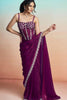 Wine Purple Satin Designer Saree with Embroidered Blouse Jacket