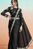 Black Satin Designer Saree with Heavy Embroidered Blouse