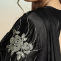 Black Satin Designer Saree with Heavy Embroidered Blouse