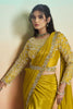 Mustard Yellow Satin Designer Saree Heavy Embroidered Blouse