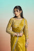 Mustard Yellow Satin Designer Saree Heavy Embroidered Blouse