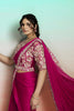 Rani Pink Satin Designer Saree with Heavy Embroidered Blouse