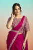 Rani Pink Satin Designer Saree with Heavy Embroidered Blouse