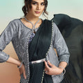 Elegant Dark Green Satin Designer Saree with Stylish Jacket