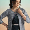 Elegant Dark Green Satin Designer Saree with Stylish Jacket