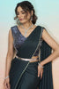 Elegant Dark Green Satin Designer Saree with Stylish Jacket