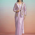 Lavender Satin Designer Saree with Stylish Embroidered Jacket 