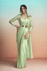 Elegant Pista Green Satin Designer Saree with Stylish Jacket 