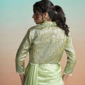 Elegant Pista Green Satin Designer Saree with Stylish Jacket