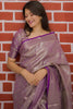 Lavender Banarasi Silk Saree with Silver Zari Floral Weaving Saree