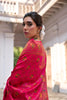 Rani Pink Silk Saree with Gold Paisley Border Floral Weaving Border