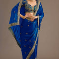 Royal Blue Silk Saree Heavy Zari Embroidered Border  Designer Blouse