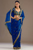 Royal Blue Silk Saree Heavy Zari Embroidered Border  Designer Blouse