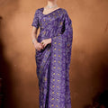 Purple Bandhani Floral Print Saree Designer Saree